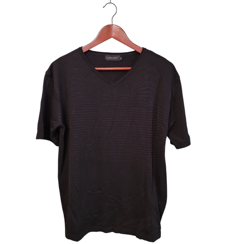 Quick Reflex Mens Textured Solid VNeck Basic Short Sleeve Tee Size Medium